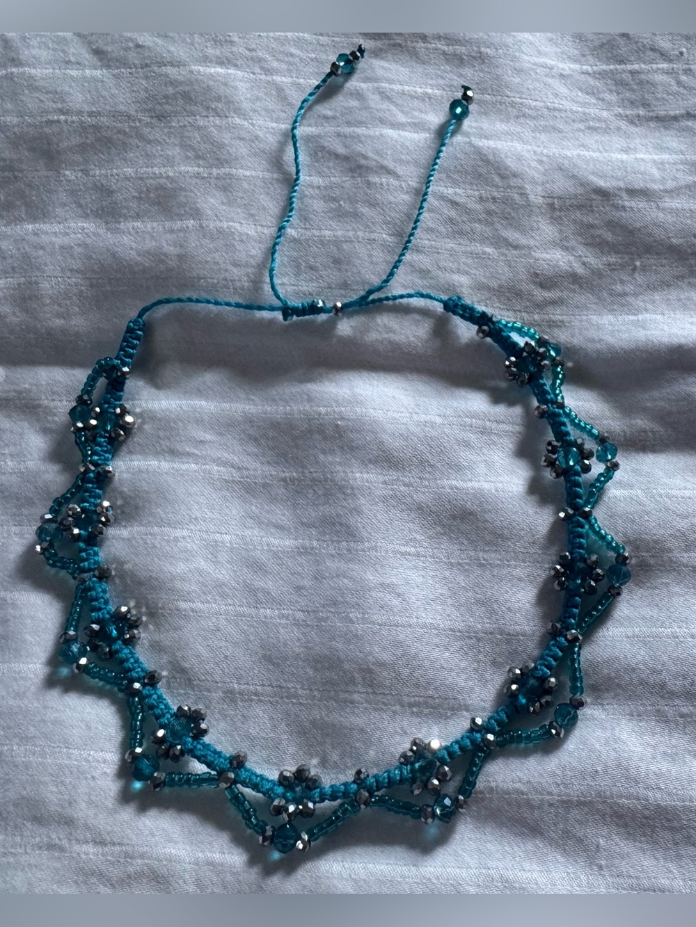 Handcrafted Teal Beaded Women's Adjustable Bracelet